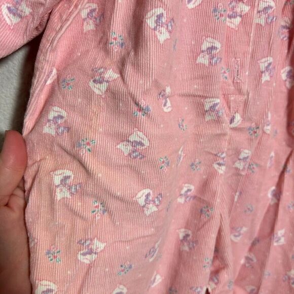VTG 80s OshKosh Bubble Romper 12M Pink Corduroy Cat Print Peter Pan Collar - Picture 5 of 7